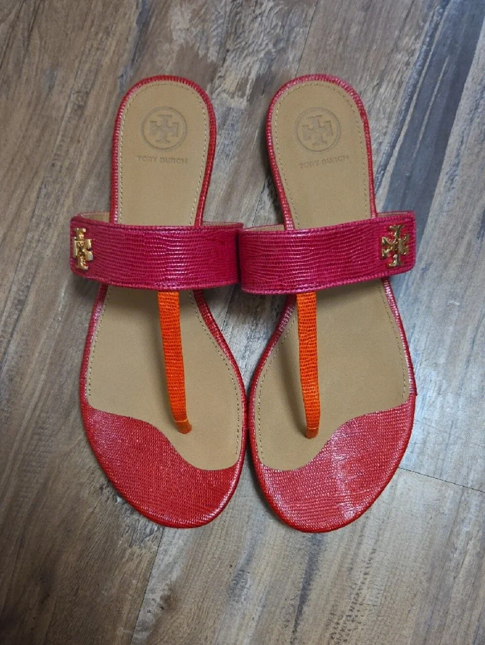 Tory Burch Pink & Orange Logo Thong Sandal